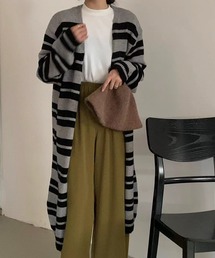 MAISON DE THERESE（メゾン ド テレーズ）の「ストライプノーカラーロングカーディガンコート（ノーカラーコート）」