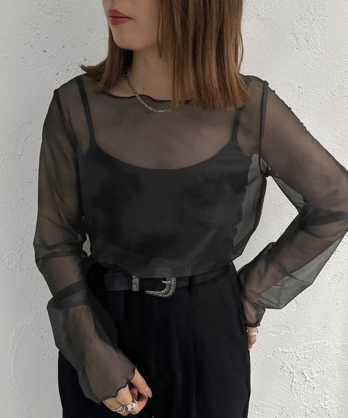 apres jour mignon（アプレジュールミニョン）の「柄シアートップス【ZOZOTOWN限定アイテム】（シャツ/ブラウス・レディース・ブラック系その他/ブラウン系その他/ベージュ系その他・フリー/X-LARGE）」の8枚目の写真