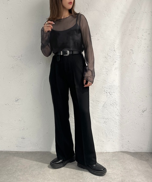 apres jour mignon（アプレジュールミニョン）の「柄シアートップス【ZOZOTOWN限定アイテム】（シャツ/ブラウス・レディース・ブラック系その他/ブラウン系その他/ベージュ系その他・フリー/X-LARGE）」の6枚目の写真