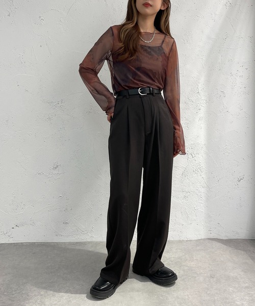 apres jour mignon（アプレジュールミニョン）の「柄シアートップス【ZOZOTOWN限定アイテム】（シャツ/ブラウス・レディース・ブラック系その他/ブラウン系その他/ベージュ系その他・フリー/X-LARGE）」の12枚目の写真