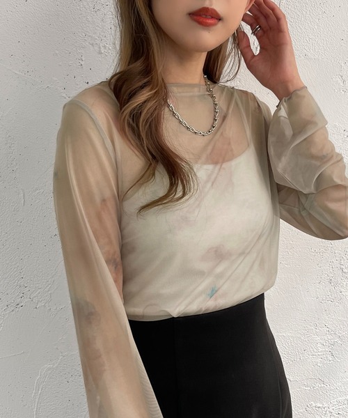 apres jour mignon（アプレジュールミニョン）の「柄シアートップス【ZOZOTOWN限定アイテム】（シャツ/ブラウス・レディース・ブラック系その他/ブラウン系その他/ベージュ系その他・フリー/X-LARGE）」の21枚目の写真