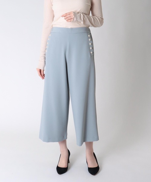 Jines（ジネス）の「パール付ガウチョパンツ（その他パンツ・レディース・ブラック/ネイビー/グレー/オフホワイト/ベージュ/チャコールグレー・38）」の5枚目の写真