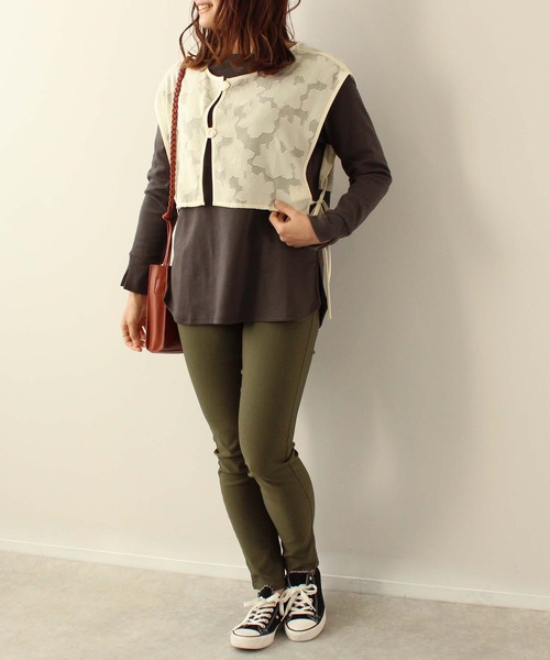 toucher du brise（トゥシェドブリーズ）の「シアー花柄ジャガード ビスチェ（ベスト・レディース・クリーム/ブラック/オフホワイト・M）」の17枚目の写真