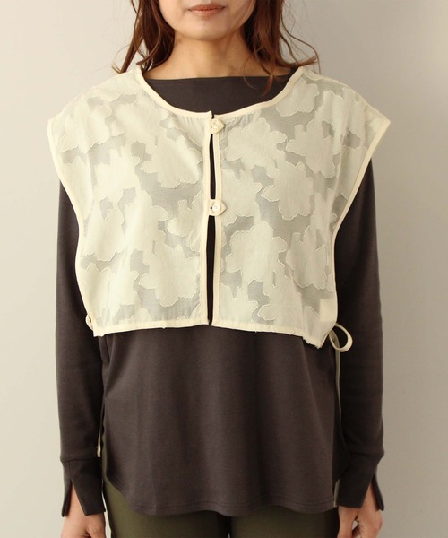 toucher du brise（トゥシェドブリーズ）の「シアー花柄ジャガード ビスチェ（ベスト・レディース・クリーム/ブラック/オフホワイト・M）」の12枚目の写真