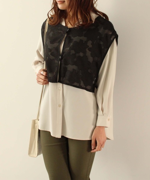 toucher du brise（トゥシェドブリーズ）の「シアー花柄ジャガード ビスチェ（ベスト・レディース・クリーム/ブラック/オフホワイト・M）」の18枚目の写真