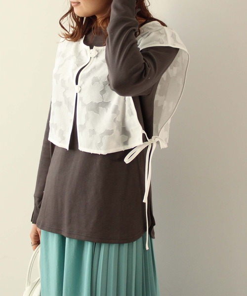 toucher du brise（トゥシェドブリーズ）の「シアー花柄ジャガード ビスチェ（ベスト・レディース・クリーム/ブラック/オフホワイト・M）」の11枚目の写真