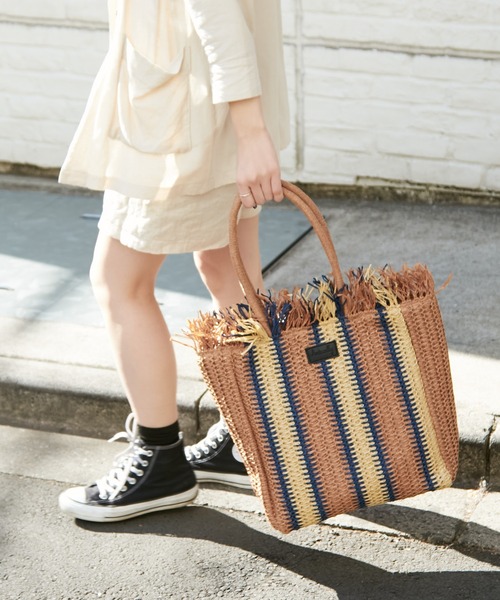 Actually（アクチュアリー）の「ペーパーストライプ トートバッグ（トートバッグ・レディース・ブラック/ベージュ・フリー）」の17枚目の写真