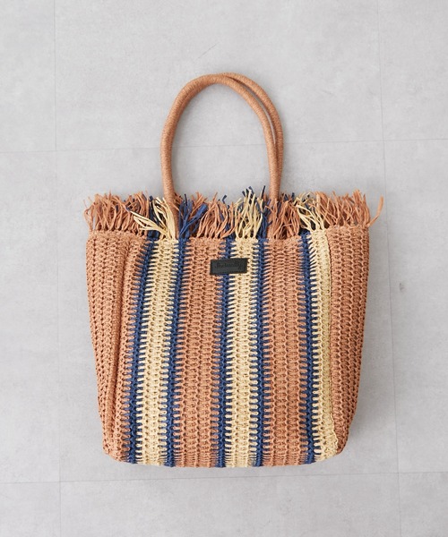 Actually（アクチュアリー）の「ペーパーストライプ トートバッグ（トートバッグ・レディース・ブラック/ベージュ・フリー）」の15枚目の写真