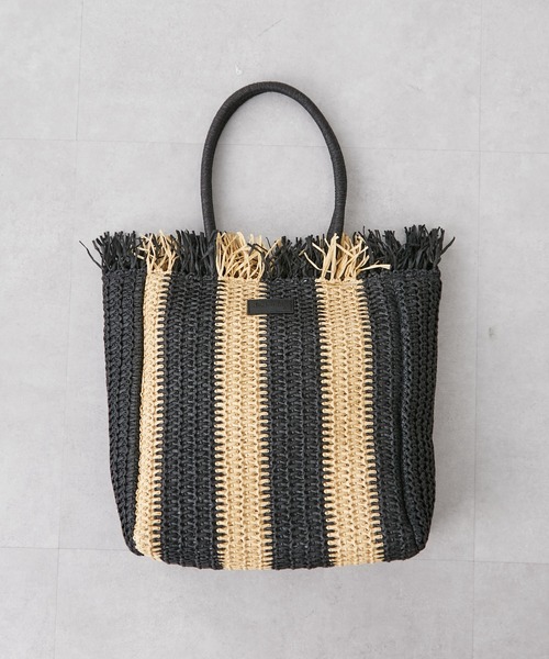 Actually（アクチュアリー）の「ペーパーストライプ トートバッグ（トートバッグ・レディース・ブラック/ベージュ・フリー）」の16枚目の写真