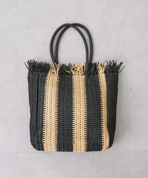 Actually（アクチュアリー）の「ペーパーストライプ トートバッグ（トートバッグ・レディース・ブラック/ベージュ・フリー）」の12枚目の写真