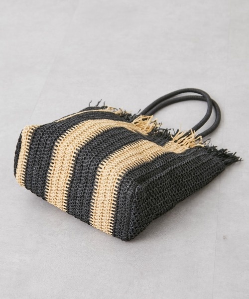 Actually（アクチュアリー）の「ペーパーストライプ トートバッグ（トートバッグ・レディース・ブラック/ベージュ・フリー）」の14枚目の写真