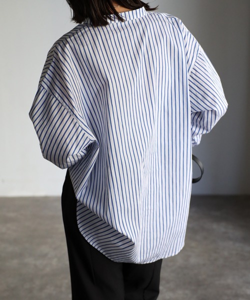 EASEBLUE（イーズブルー）の「アシメフラップオーバーシャツブラウス（シャツ/ブラウス・レディース・オフホワイト/ブルー/ブルー系1/ネイビー系1・FREE）」の17枚目の写真