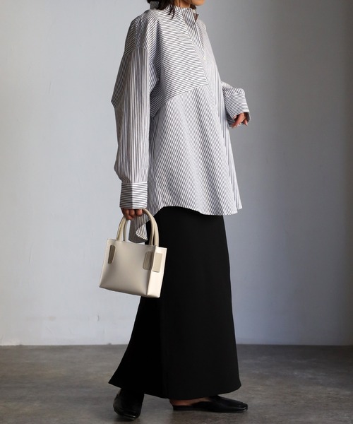 EASEBLUE（イーズブルー）の「アシメフラップオーバーシャツブラウス（シャツ/ブラウス・レディース・オフホワイト/ブルー/ブルー系1/ネイビー系1・FREE）」の13枚目の写真