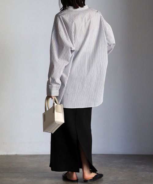 EASEBLUE（イーズブルー）の「アシメフラップオーバーシャツブラウス（シャツ/ブラウス・レディース・オフホワイト/ブルー/ブルー系1/ネイビー系1・FREE）」の14枚目の写真