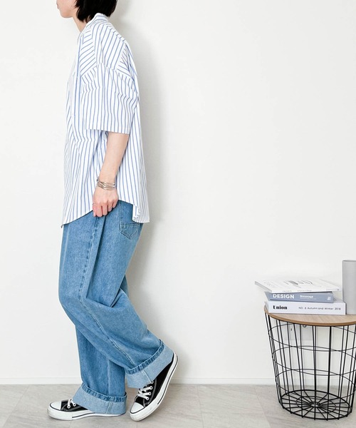 Anytime Songs(エニータイムソングス)の「綿ブロード バンドカラービッグシャツ(シャツ/ブラウス・メンズ・ホワイト/サックスブルー系/グリーン/ホワイト系その他/イエロー/ラベンダー/グリーン系その他/サックスブルー/グレイッシュベージュ/ブラック/ブラック系その他・MEDIUM/LARGE/X-LARGE)」の16枚目の写真