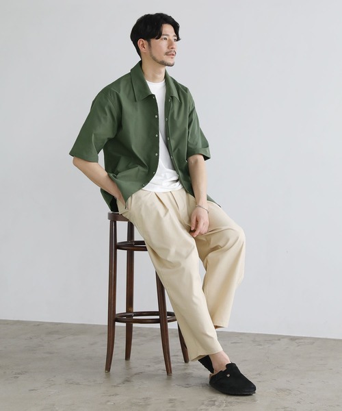 LIL VENDARS(リルヴェンダース)の「ハーフスリーブコーチシャツジャケット(シャツ/ブラウス・メンズ・ライトグレー/ネイビー/ベージュ/チャコール/ブルー/カーキ・M/L/XL)」の12枚目の写真