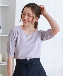 透かし編パールピン使いプルオーバー