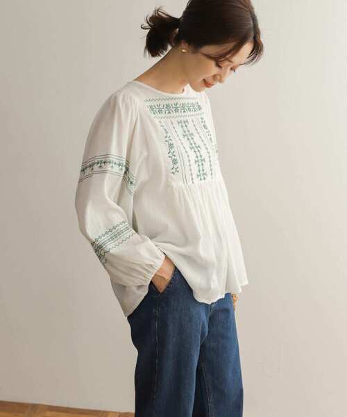 URBAN RESEARCH DOORS（アーバンリサーチドアーズ）の「クロスステッチ刺繍楊柳ブラウス（シャツ/ブラウス・レディース・チャコールグレー/グレー/ホワイト・MEDIUM）」の10枚目の写真