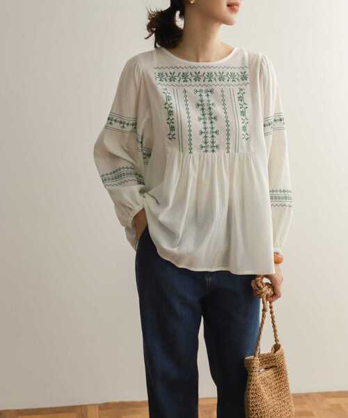 URBAN RESEARCH DOORS（アーバンリサーチドアーズ）の「クロスステッチ刺繍楊柳ブラウス（シャツ/ブラウス・レディース・チャコールグレー/グレー/ホワイト・MEDIUM）」の13枚目の写真