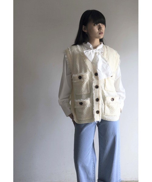Yucca（ユッカ）の「ボウタイブラウス（シャツ/ブラウス・レディース・ブルー/ホワイト・FREE）」の6枚目の写真