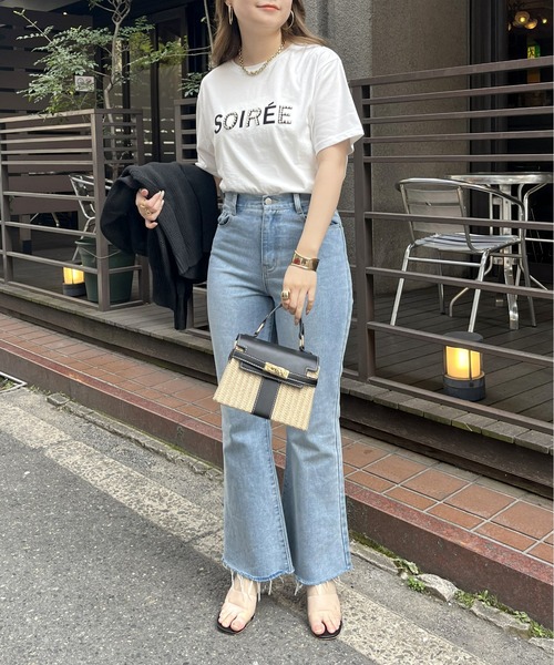 prose verse（プロズヴェール）の「パール付きフロッキーロゴTシャツ（Tシャツ/カットソー・レディース・オフホワイト/チャコール・MEDIUM）」の12枚目の写真