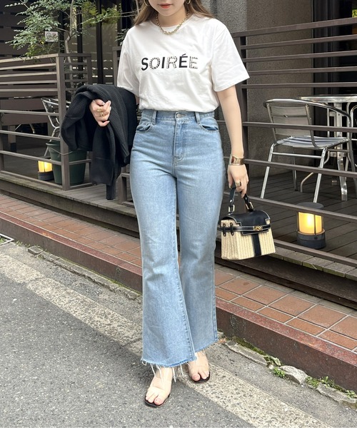 prose verse（プロズヴェール）の「パール付きフロッキーロゴTシャツ（Tシャツ/カットソー・レディース・オフホワイト/チャコール・MEDIUM）」の9枚目の写真