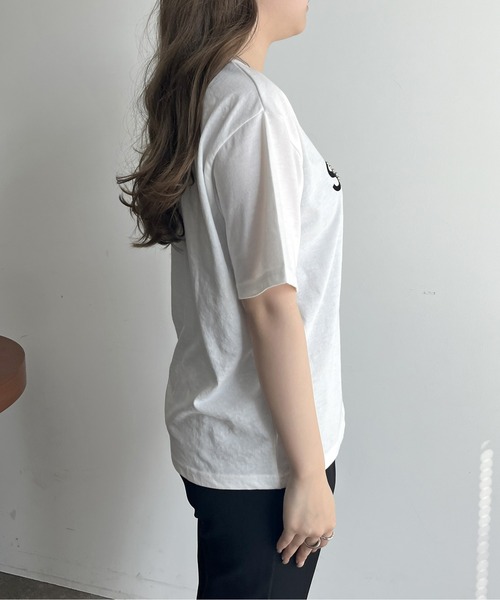パール付きフロッキーロゴTシャツ（Tシャツ/カットソー）｜prose