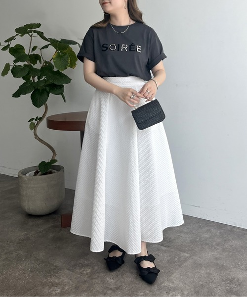 prose verse（プロズヴェール）の「パール付きフロッキーロゴTシャツ（Tシャツ/カットソー・レディース・オフホワイト/チャコール・MEDIUM）」の15枚目の写真