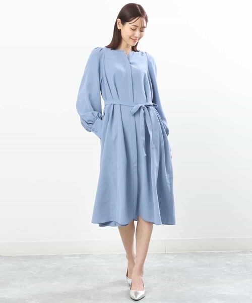 MK MICHEL KLEIN(エムケーミッシェルクラン)の「羽織りとしても!Aラインシルエットシャツワンピース/洗える(シャツワンピース・レディース・ネイビー/ライトブルー・38)」の16枚目の写真