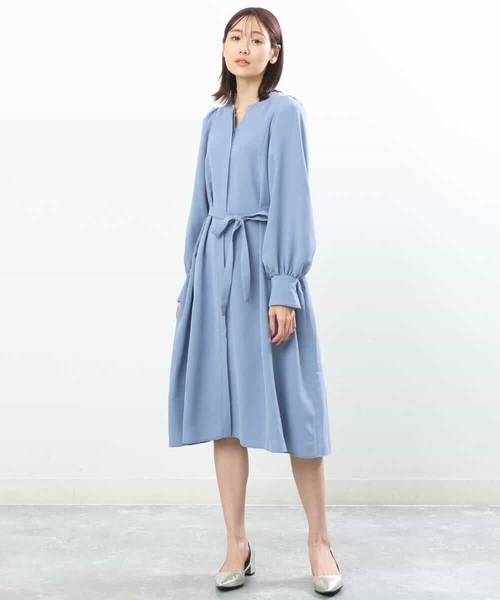 MK MICHEL KLEIN(エムケーミッシェルクラン)の「羽織りとしても!Aラインシルエットシャツワンピース/洗える(シャツワンピース・レディース・ネイビー/ライトブルー・38)」の13枚目の写真