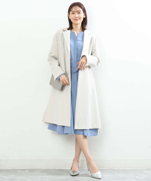 MK MICHEL KLEIN(エムケーミッシェルクラン)の「羽織りとしても!Aラインシルエットシャツワンピース/洗える(シャツワンピース・レディース・ネイビー/ライトブルー・38)」の6枚目の写真