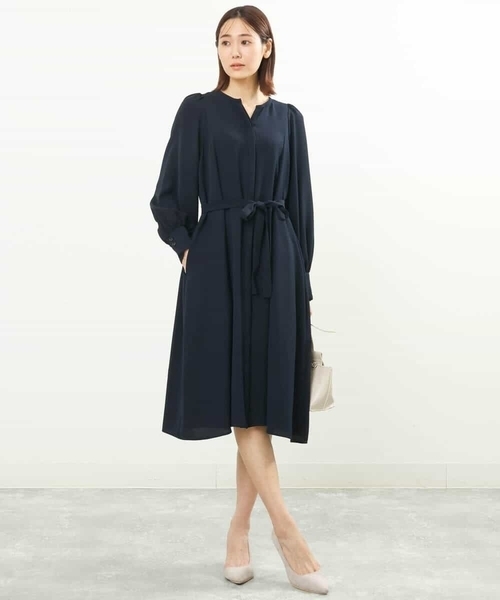 MK MICHEL KLEIN(エムケーミッシェルクラン)の「羽織りとしても!Aラインシルエットシャツワンピース/洗える(シャツワンピース・レディース・ネイビー/ライトブルー・38)」の9枚目の写真