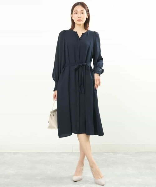 MK MICHEL KLEIN(エムケーミッシェルクラン)の「羽織りとしても!Aラインシルエットシャツワンピース/洗える(シャツワンピース・レディース・ネイビー/ライトブルー・38)」の14枚目の写真