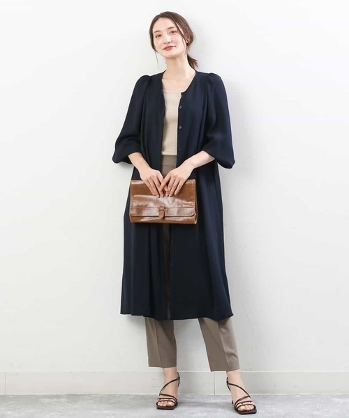 MK MICHEL KLEIN(エムケーミッシェルクラン)の「羽織りとしても!Aラインシルエットシャツワンピース/洗える(シャツワンピース・レディース・ネイビー/ライトブルー・38)」の20枚目の写真