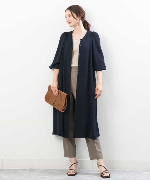 MK MICHEL KLEIN(エムケーミッシェルクラン)の「羽織りとしても!Aラインシルエットシャツワンピース/洗える(シャツワンピース・レディース・ネイビー/ライトブルー・38)」の7枚目の写真