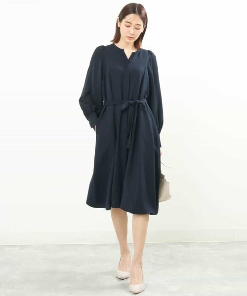 MK MICHEL KLEIN(エムケーミッシェルクラン)の「羽織りとしても!Aラインシルエットシャツワンピース/洗える(シャツワンピース・レディース・ネイビー/ライトブルー・38)」の2枚目の写真