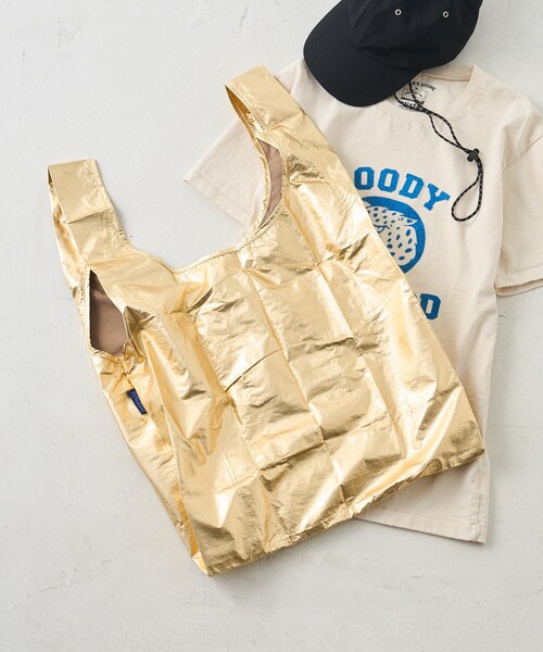 BAGGU（バグー）の「BAGGU/バグゥ STANDARD BAGGU メタリック/ ナイロン スタンダードバグゥ メタリック（エコバッグ/サブバッグ・メンズ・パープル/シルバー/ゴールド/その他/ピンク/ブルーグリーン/サックスブルー・ONE SIZE）」の8枚目の写真