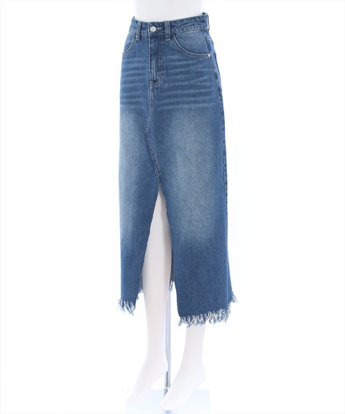 clear（クリア）の「リメイク風フリンジデニムロングスカート（デニムスカート・レディース・ブルー/ライトブルー・M/S）」の3枚目の写真