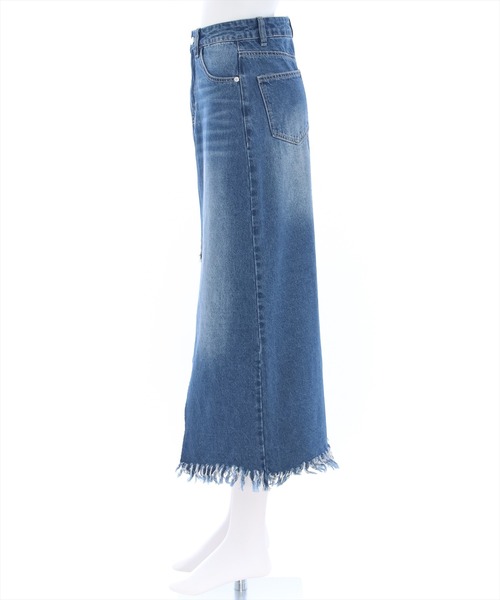 clear（クリア）の「リメイク風フリンジデニムロングスカート（デニムスカート・レディース・ブルー/ライトブルー・M/S）」の4枚目の写真