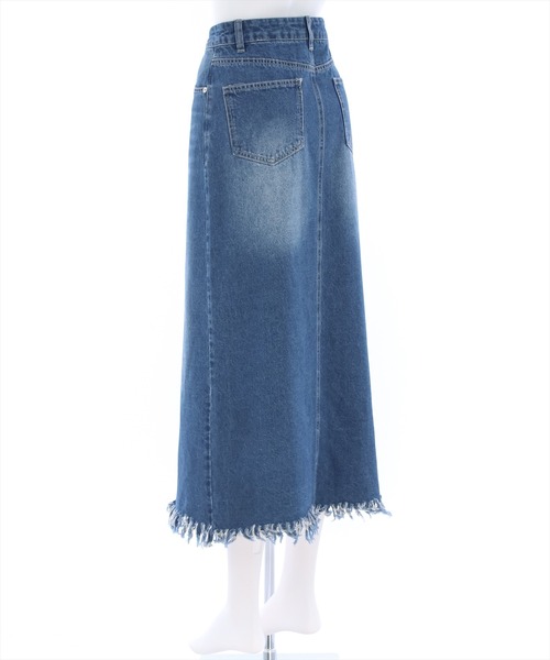 clear（クリア）の「リメイク風フリンジデニムロングスカート（デニムスカート・レディース・ブルー/ライトブルー・M/S）」の5枚目の写真