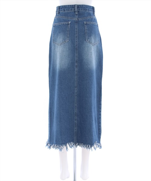 clear（クリア）の「リメイク風フリンジデニムロングスカート（デニムスカート・レディース・ブルー/ライトブルー・M/S）」の6枚目の写真