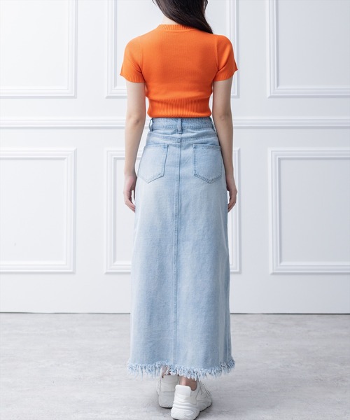 clear（クリア）の「リメイク風フリンジデニムロングスカート（デニムスカート・レディース・ブルー/ライトブルー・M/S）」の12枚目の写真