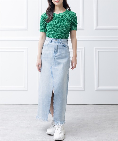 clear（クリア）の「リメイク風フリンジデニムロングスカート（デニムスカート・レディース・ブルー/ライトブルー・M/S）」の13枚目の写真