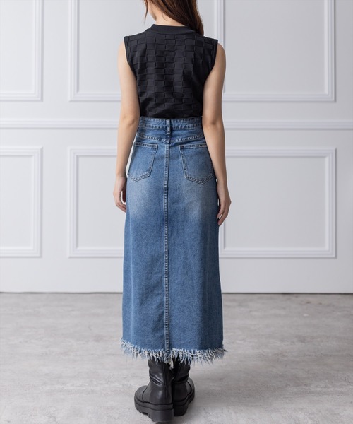 clear（クリア）の「リメイク風フリンジデニムロングスカート（デニムスカート・レディース・ブルー/ライトブルー・M/S）」の18枚目の写真