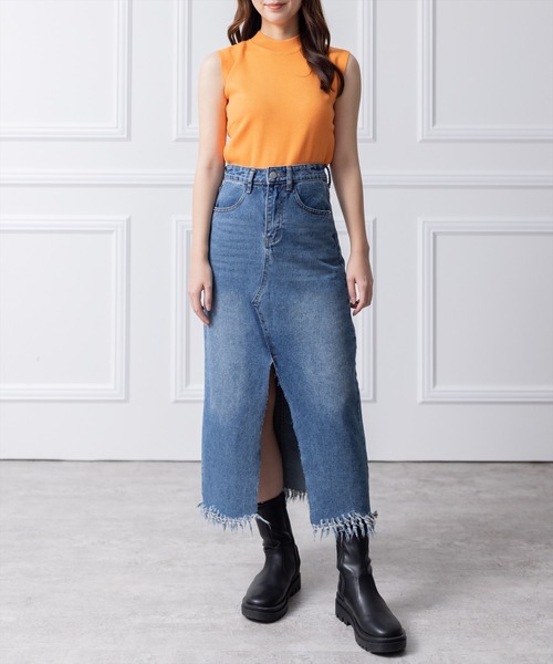 clear（クリア）の「リメイク風フリンジデニムロングスカート（デニムスカート・レディース・ブルー/ライトブルー・M/S）」の20枚目の写真