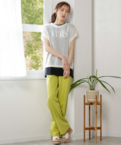 SMILE LAND(スマイルランド)の「大きいサイズ 透かし編2WAYニットプルオーバー(ニット/セーター・レディース・ブラック/オフホワイト・5L~6L/L~LL/3L~4L)」の12枚目の写真