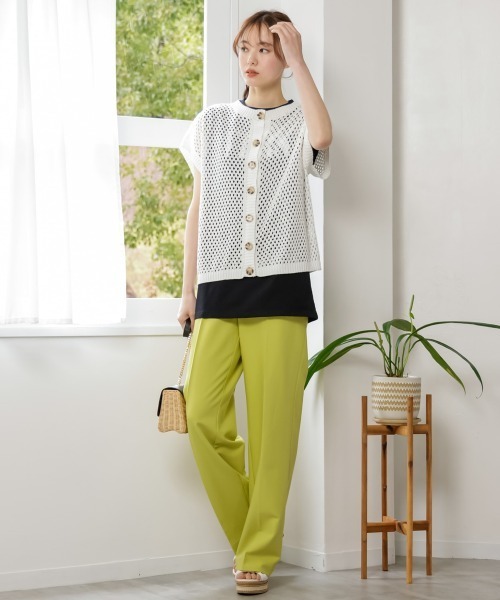 SMILE LAND(スマイルランド)の「大きいサイズ 透かし編2WAYニットプルオーバー(ニット/セーター・レディース・ブラック/オフホワイト・5L~6L/L~LL/3L~4L)」の8枚目の写真