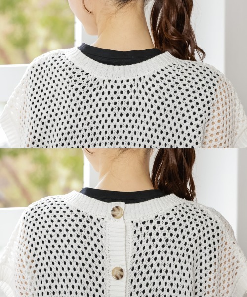 SMILE LAND(スマイルランド)の「大きいサイズ 透かし編2WAYニットプルオーバー(ニット/セーター・レディース・ブラック/オフホワイト・5L~6L/L~LL/3L~4L)」の11枚目の写真