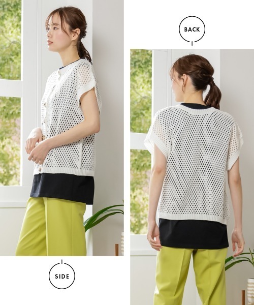 SMILE LAND(スマイルランド)の「大きいサイズ 透かし編2WAYニットプルオーバー(ニット/セーター・レディース・ブラック/オフホワイト・5L~6L/L~LL/3L~4L)」の7枚目の写真