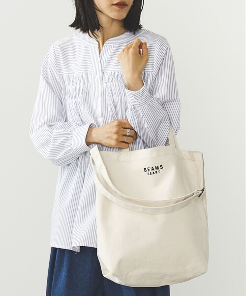 BEAMS HEART（ビームスハート）の「【ユニセックス】キャンバス 2WAY トートバッグ（ノートPC収納可能）（トートバッグ・メンズ・オフホワイト・FREE）」の5枚目の写真